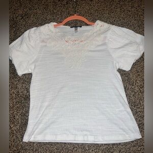 White blouse with lace trim